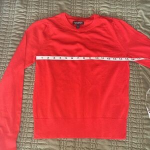 BR 100% merino wool red puff sleeves sweater size S pre-loved